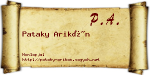 Pataky Arikán névjegykártya